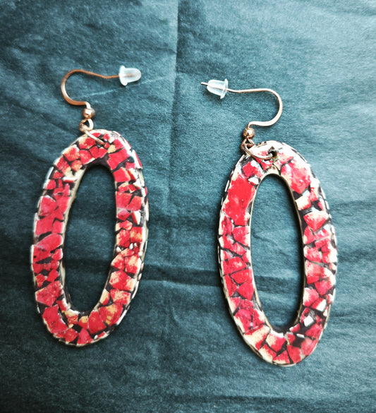 Boucles d'oreilles rondes et coquille d'oeuf